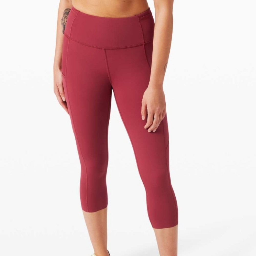 Lululemon Fast and Free Crop II 19" *Non-Reflective Leggings | Size 4 | Chianti - Picture 9 of 10